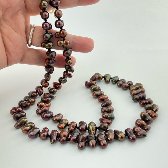 Burgundy Peanut Pearls, Handmade, 18.75” L, Chunky, Funky, Festive, Fun - Picture 8 of 11